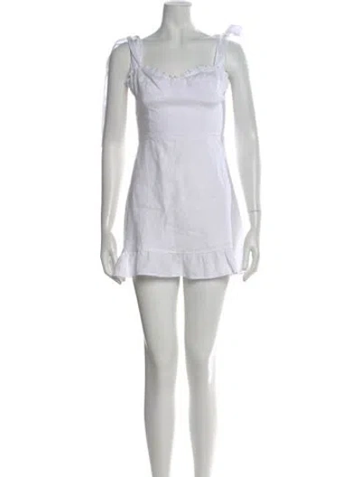 Pre-owned Reformation Linen Mini Dress In White