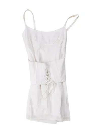 Pre-owned Reformation Linen Mini Dress In White