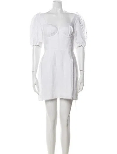 Pre-owned Reformation Linen Mini Dress In White