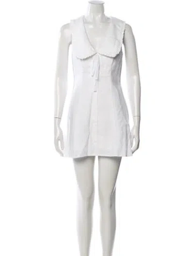 Pre-owned Reformation Linen Mini Dress In White