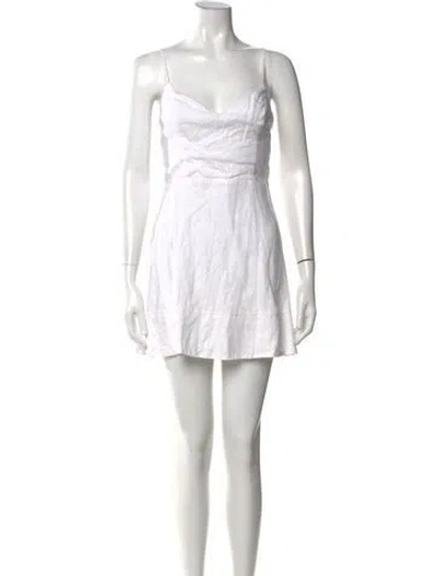 Pre-owned Reformation Linen Mini Dress In White