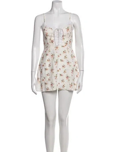 Pre-owned Reformation Linen Mini Dress In White