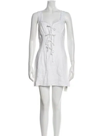 Pre-owned Reformation Linen Mini Dress In White