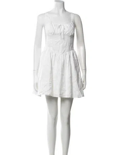 Pre-owned Reformation Linen Mini Dress In White
