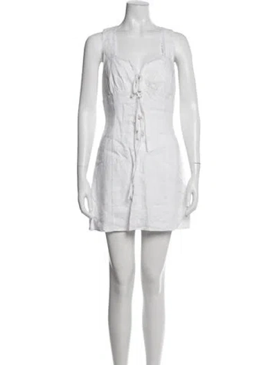 Pre-owned Reformation Linen Mini Dress In White