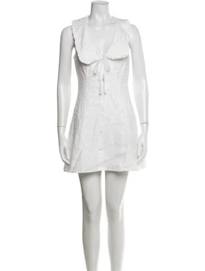 Pre-owned Reformation Linen Mini Dress In White