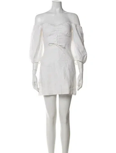 Pre-owned Reformation Linen Mini Dress In White