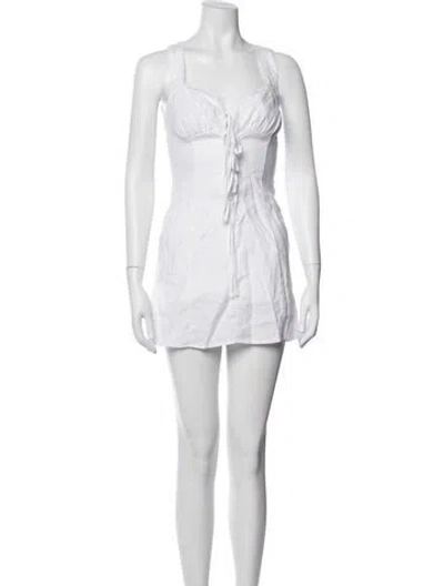 Pre-owned Reformation Linen Mini Dress In White