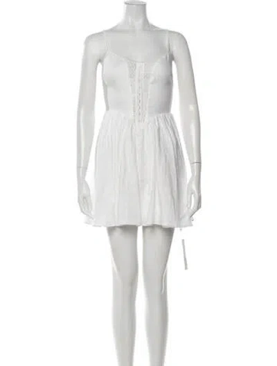Pre-owned Reformation Linen Mini Dress In White