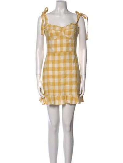 Pre-owned Reformation Linen Mini Dress In Yellow