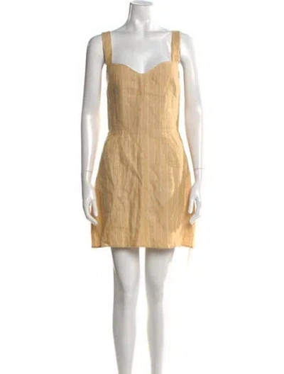 Pre-owned Reformation Linen Mini Dress In Yellow