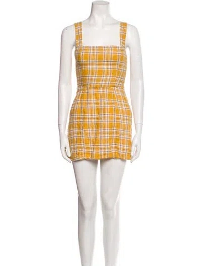 Pre-owned Reformation Linen Mini Dress In Yellow