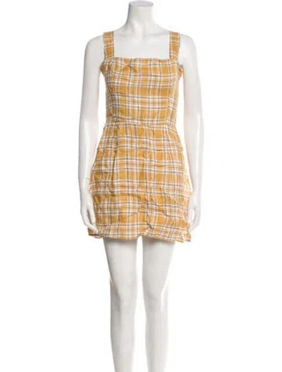 Pre-owned Reformation Linen Mini Dress In Yellow