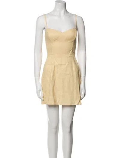 Pre-owned Reformation Linen Mini Dress In Yellow