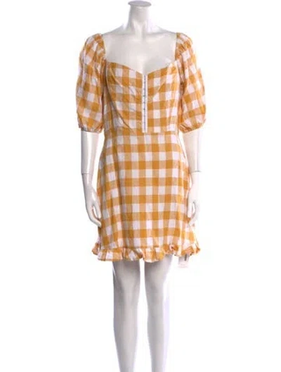 Pre-owned Reformation Linen Mini Dress In Yellow