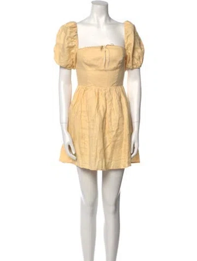 Pre-owned Reformation Linen Mini Dress In Yellow