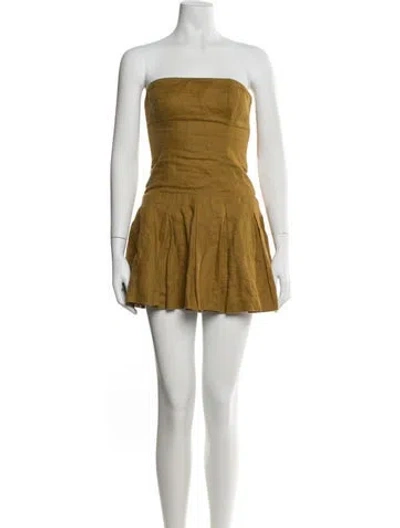 Pre-owned Reformation Linen Mini Dress In Yellow