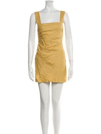 Pre-owned Reformation Linen Mini Dress In Yellow