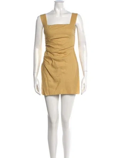 Pre-owned Reformation Linen Mini Dress In Yellow