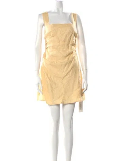 Pre-owned Reformation Linen Mini Dress In Yellow
