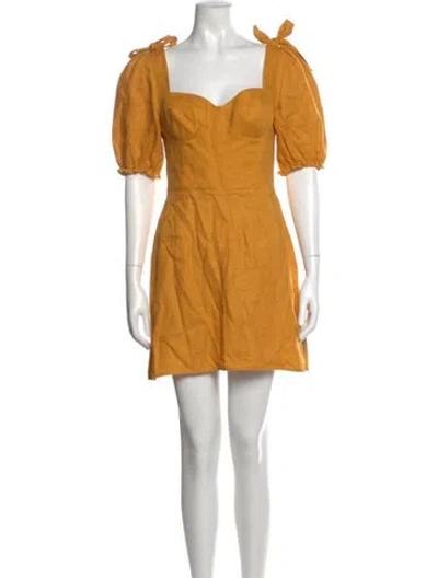 Pre-owned Reformation Linen Mini Dress In Yellow