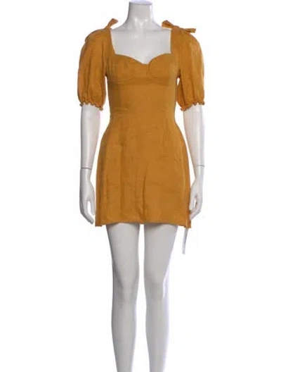 Pre-owned Reformation Linen Mini Dress In Yellow