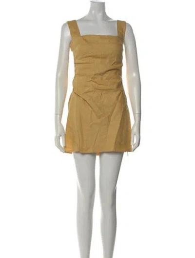 Pre-owned Reformation Linen Mini Dress In Yellow