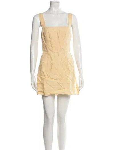 Pre-owned Reformation Linen Mini Dress In Yellow