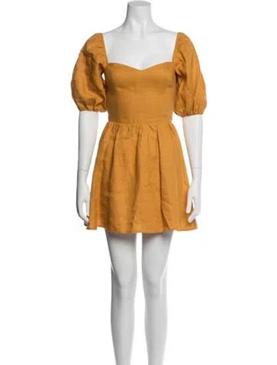 Pre-owned Reformation Linen Mini Dress In Yellow