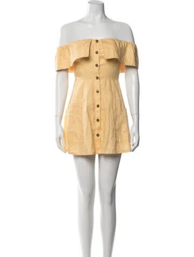 Pre-owned Reformation Linen Mini Dress In Yellow