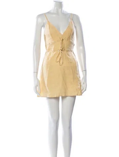 Pre-owned Reformation Linen Mini Dress In Yellow