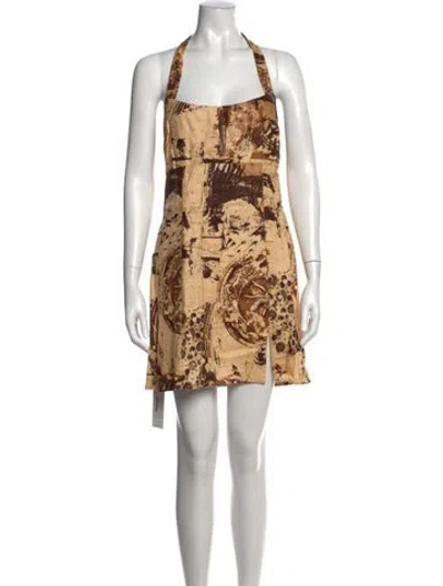 Pre-owned Reformation Linen Mini Dress In Yellow