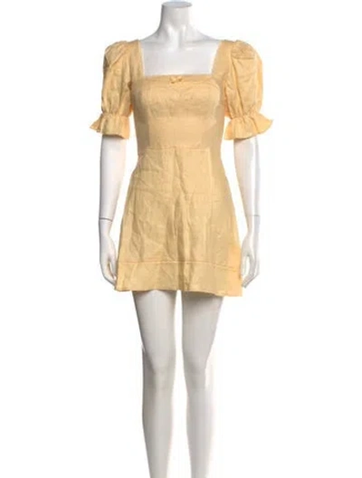 Pre-owned Reformation Linen Mini Dress In Yellow