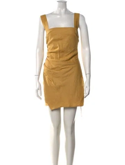 Pre-owned Reformation Linen Mini Dress In Yellow