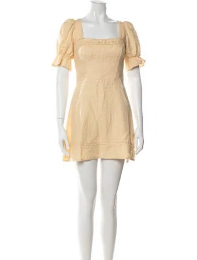 Pre-owned Reformation Linen Mini Dress In Yellow