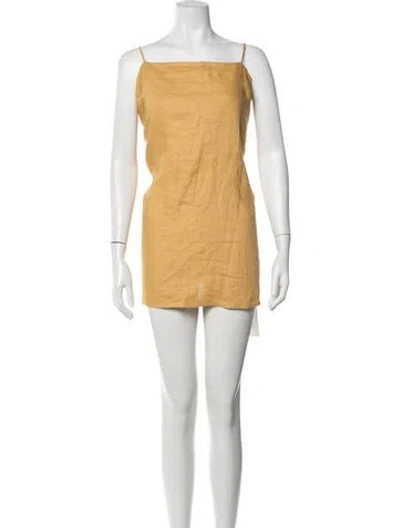Pre-owned Reformation Linen Mini Dress In Yellow