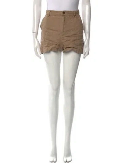 Pre-owned Reformation Linen Mini Shorts In Brown