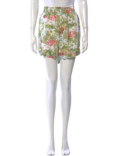 Pre-owned Reformation Linen Mini Shorts In Green