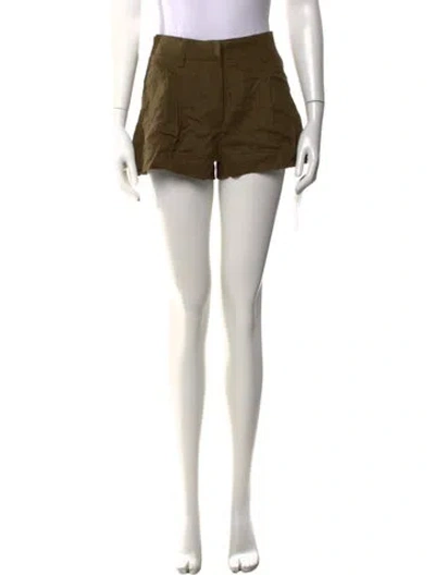 Pre-owned Reformation Linen Mini Shorts In Green