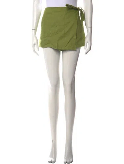 Pre-owned Reformation Linen Mini Shorts In Green