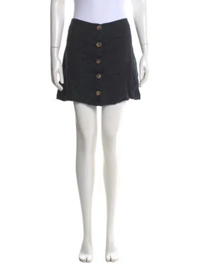 Pre-owned Reformation Linen Mini Skirt In Black