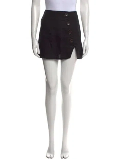 Pre-owned Reformation Linen Mini Skirt In Black