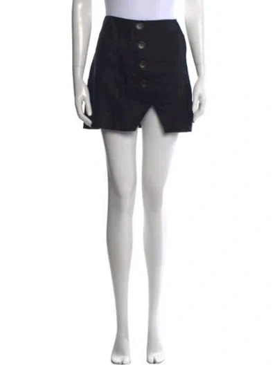 Pre-owned Reformation Linen Mini Skirt In Black
