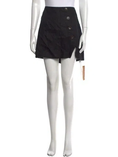 Pre-owned Reformation Linen Mini Skirt In Black