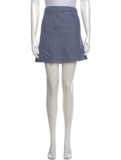 Pre-owned Reformation Linen Mini Skirt In Blue