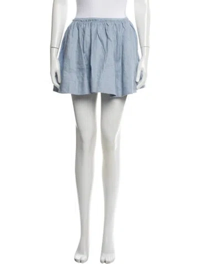 Pre-owned Reformation Linen Mini Skirt In Blue