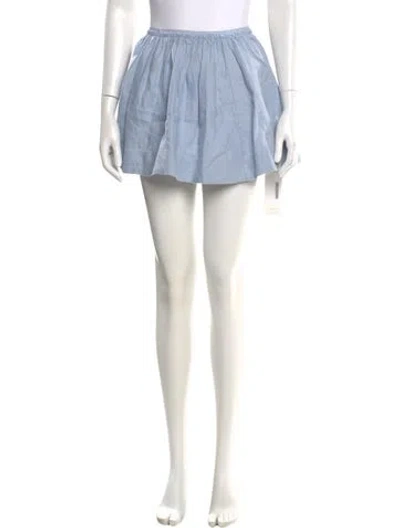 Pre-owned Reformation Linen Mini Skirt In Blue