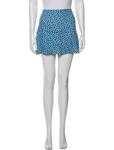 Pre-owned Reformation Linen Mini Skirt In Blue