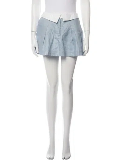 Pre-owned Reformation Linen Mini Skirt In Blue