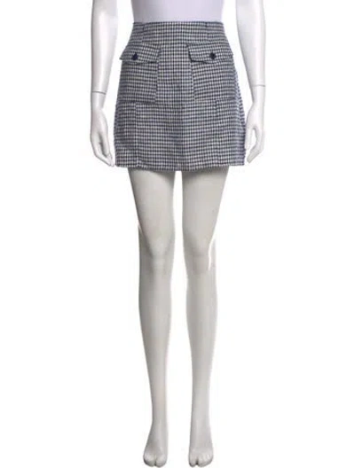 Pre-owned Reformation Linen Mini Skirt In Blue/white